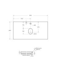 Столешница из керамогранита под накладную раковину 900x460х20 мм KEP-90-MGL BelBagno