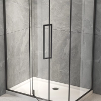 Душевой угол раздвижной прямоугольный RV033B-9070-01-C7 900х700х1950 Цвет профиля Чёрный матовый Стекло Прозрачное Veconi