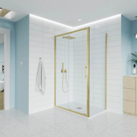 Душевой угол раздвижной E1-SP-G-110110-01-C9 1100х1100x1950 Цвет профиля Золото брашинг Стекло  Прозрачное Veconi