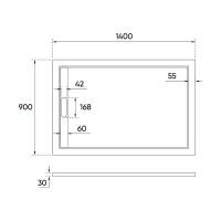 Поддон прямоугольный 1400x900x30 TZ07-14090PR-01-19C3 VECONI