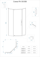 Душевой угол распашной пятиугольный(трапеция) RV35-100-01-C7 1000х1000х1950 Цвет профиля Хром Стекло Прозрачное Veconi
