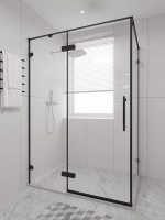 Душевой угол распашной 1300х800x2000 цвет профиля Чёрный матовый стекло прозрачное осветленное AL-SP-13080-00-B-C4 Premium Veconi