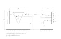 База под раковину подвесная с двумя выкатными ящиками VITTORIA-800-2C-SO-GO-P BelBagno
