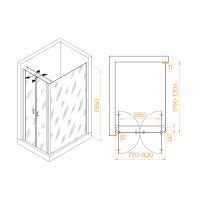 Душевой уголок RGW PA-144B (PA-104B + Z-050-2B + O-104B) прямоугольный   80*120*195 060814482-014 профиль Чёрный стекло Прозрачное 6 мм RGW