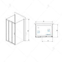 Душевой уголок RGW PA-73 (PA-13 + Z-050-2) прямоугольный  170* 80*195 060873178-011 профиль Хром стекло Прозрачное 5 мм RGW